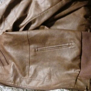 Leather jacket XXL brand new,nice saddle brown, lined, hoodie!